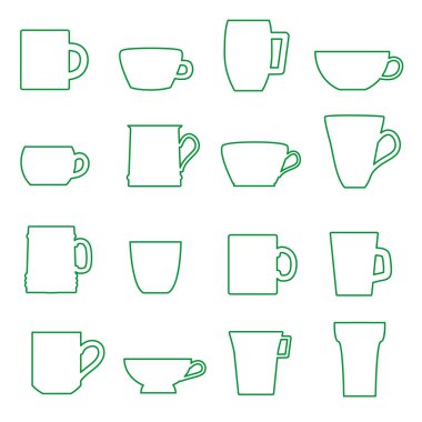 kupalar ve bardak siyah anahat simgeleri set eps10