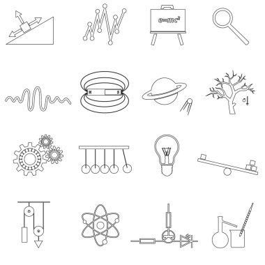 physics outline simple vector icons set eps10 clipart