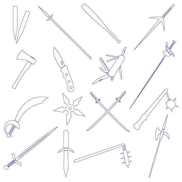 Cold steel weapons simple outline icons eps10 — Stock Vector