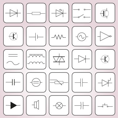 schematic symbols in electrical engineering set eps10 clipart