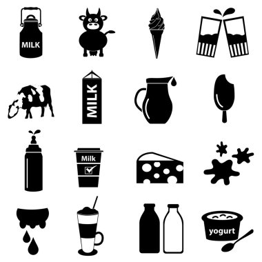 milk and milk product theme icons set eps10 clipart