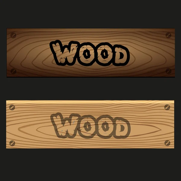 Vector wooden banners boards with texture and text eps10 — Stock Vector