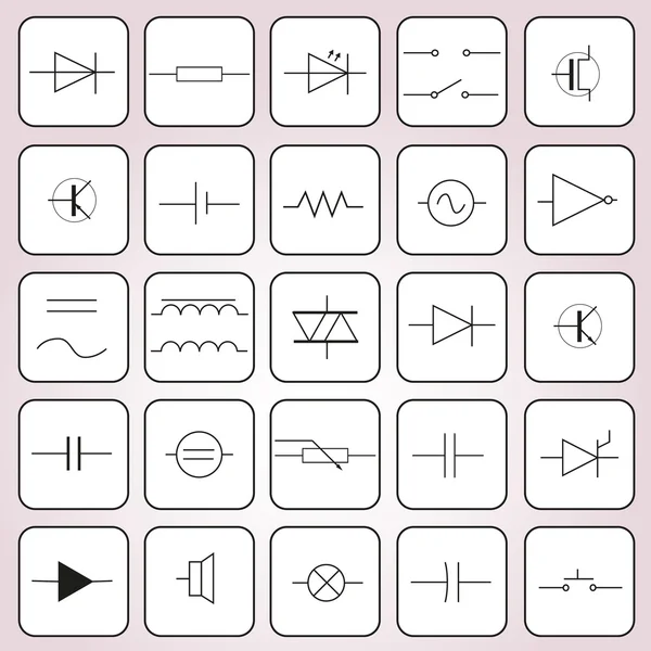 Schematic symbols in electrical engineering set eps10 — Stock Vector