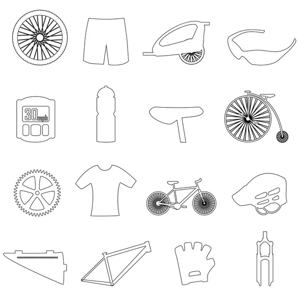 Black outline cycling theme icons set eps10 — Stock Vector