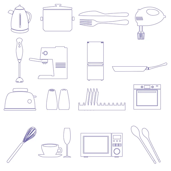 Casa cocina esquema iconos tema conjunto eps10 — Vector de stock