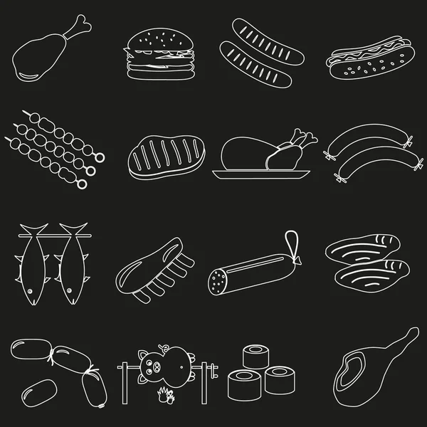 Kött mat disposition ikoner och symboler som eps10 — Stock vektor