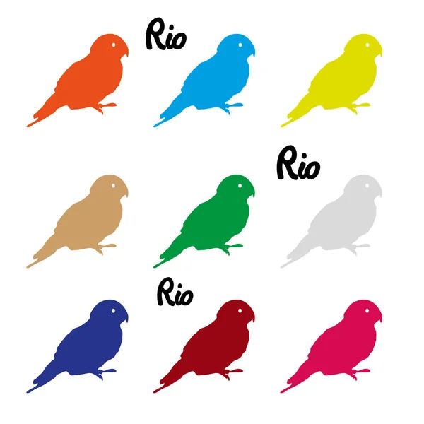 Цвета символов попугаев и текста Рио eps10 — стоковый вектор