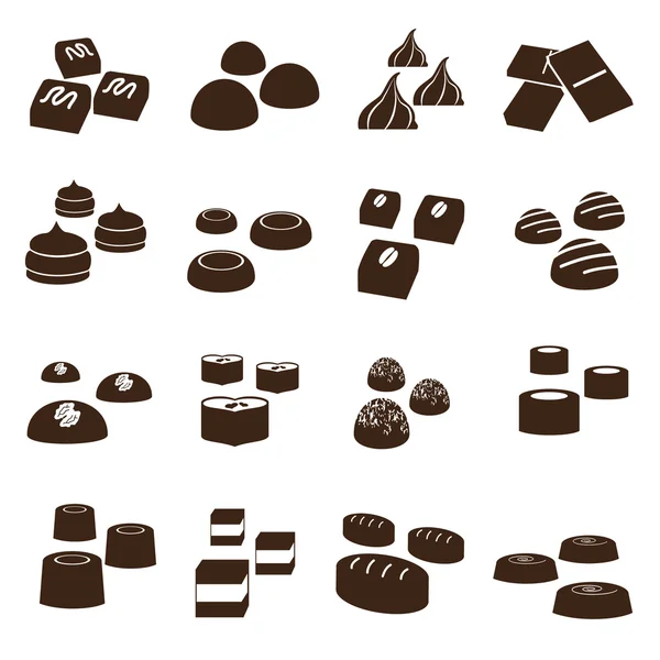 Zoete chocolade truffels stijlen pictogrammen instellen eps10 — Stockvector