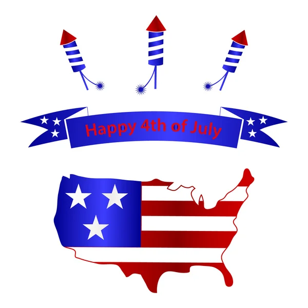 Amerikaanse onafhankelijkheidsdag met Usa kaart viering eps10 — Stockvector