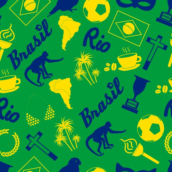 Farbe Brasilien Symbole und Symbole nahtlose Muster eps10 — Stockvektor