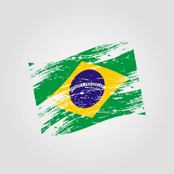 Kleur Brazilië nationale vlag grunge stijl eps10 — Stockvector