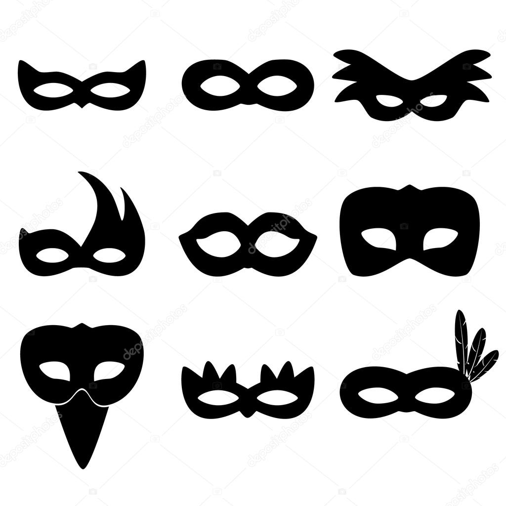 carnival rio black masks simple icons set eps10