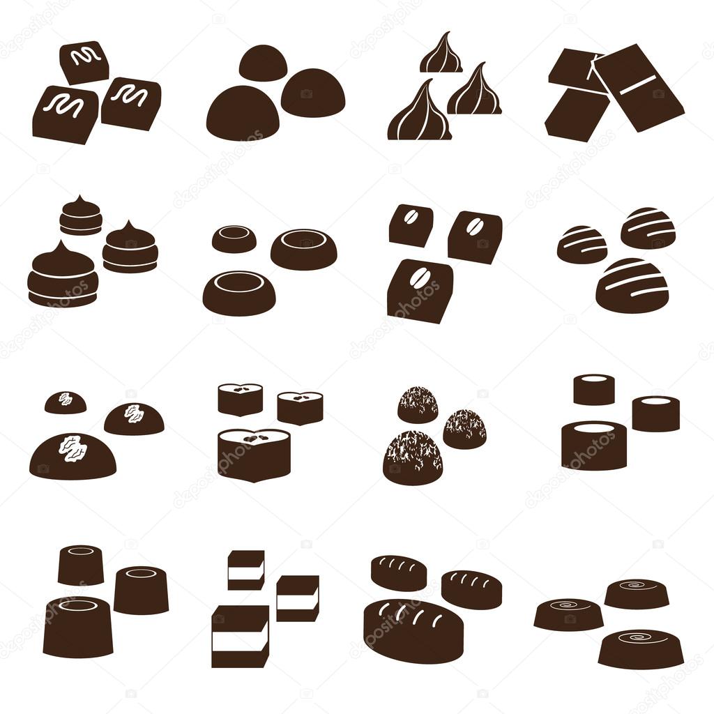 sweet chocolate truffles styles icons set eps10