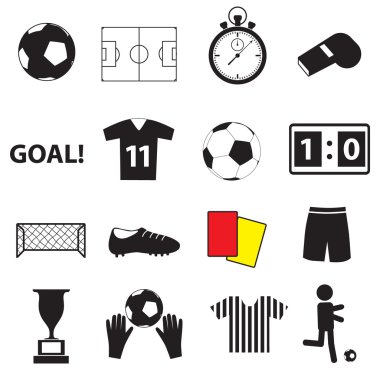 soccer football simple black icons set eps10  clipart