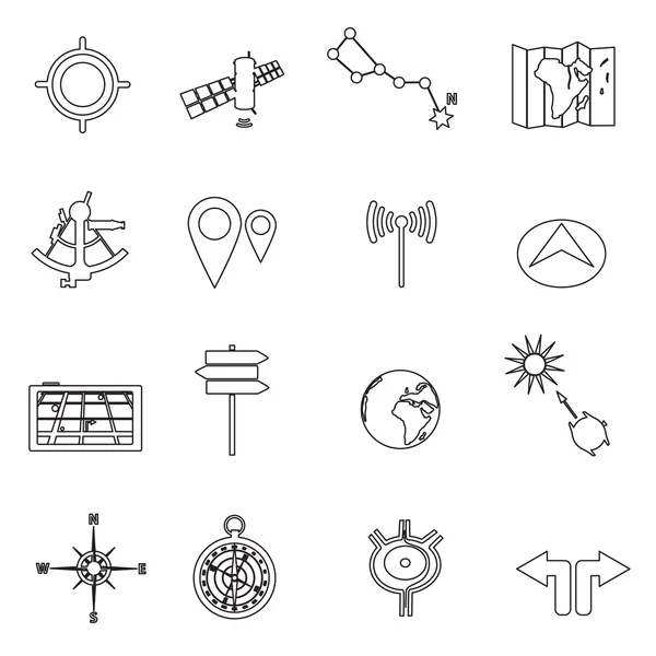 Navigation and travel outline icons set eps10 — Stock Vector