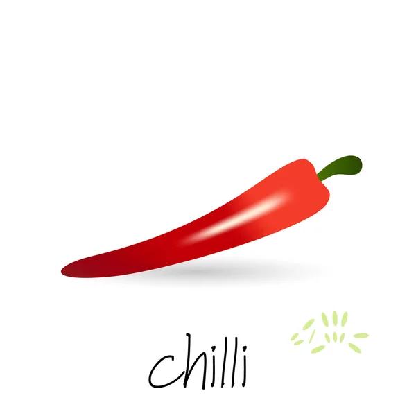 Pimiento rojo picante con semillas y sombra eps10 — Vector de stock