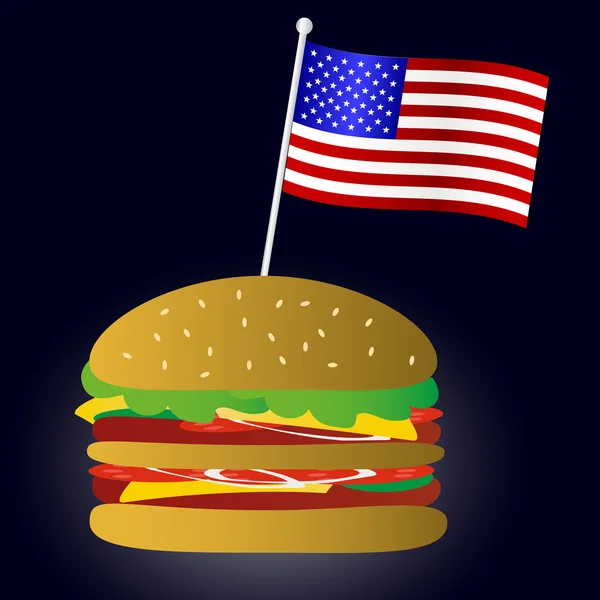 Fastfood Hamburger und USA Flagge Symbol eps10 — Stockvektor