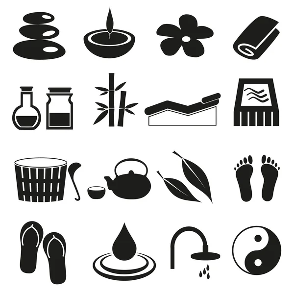 Spa et détente simples icônes noires ensemble eps10 — Image vectorielle