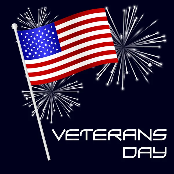 Amerikaanse veterans day viering met vlag en vuurwerk eps10 — Stockvector
