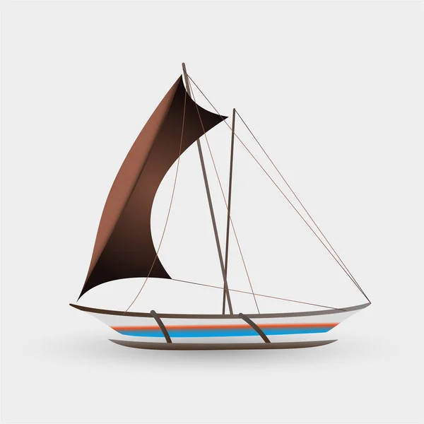 Catamaran boot met grote zeil kleurrijke grafische eps10 — Stockvector