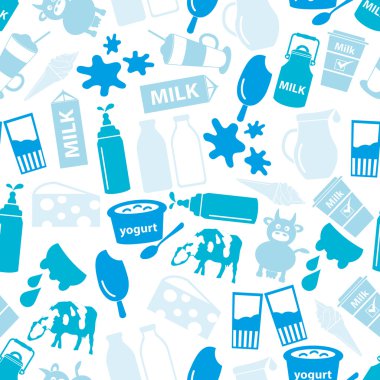 milk and milk product blue theme seamless pattern eps10 clipart