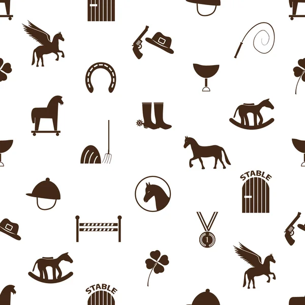 Marrom simples cavalo tema ícones sem costura padrão eps10 — Vetor de Stock