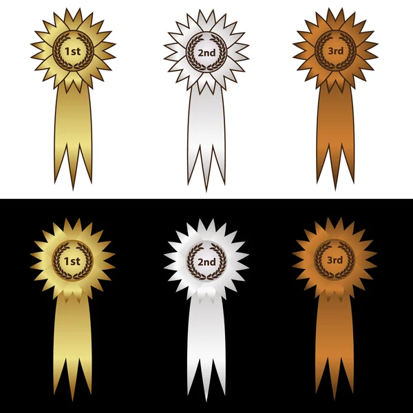 Gold silver and bronze medal with ribbons eps10 — Stock Vector