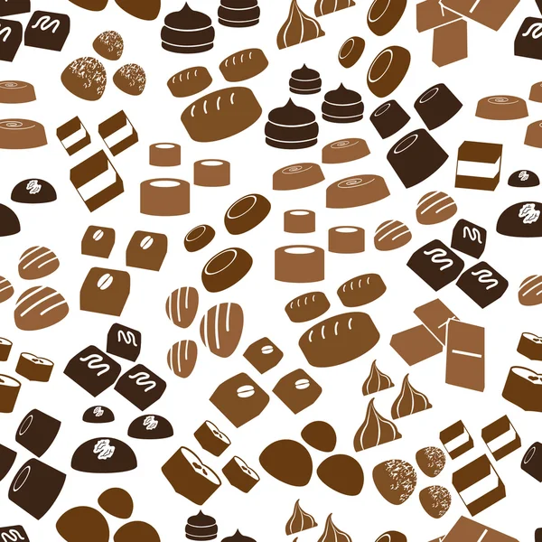 Sweet chocolate truffles icons seamless brown pattern eps10 — Stock Vector