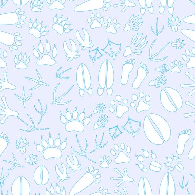 hayvan ayak izleri mavi ve beyaz sorunsuz eps10 desen