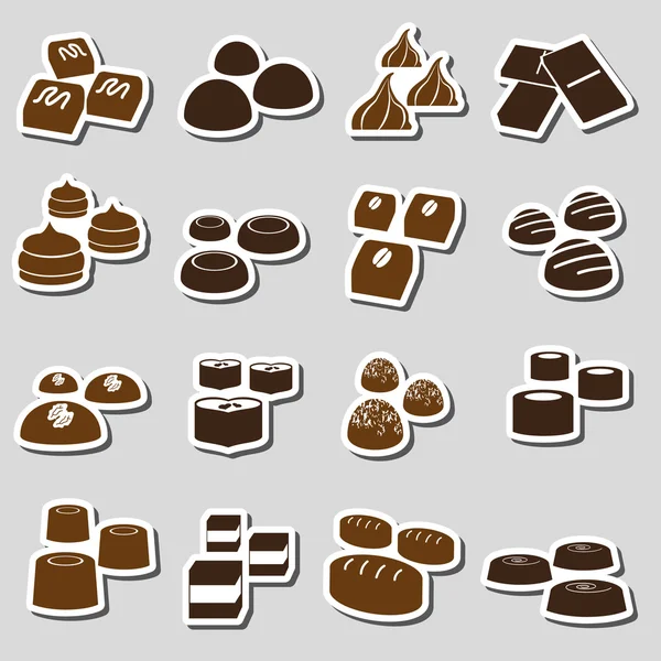 Doces trufas de chocolate estilos adesivos definir eps10 — Vetor de Stock