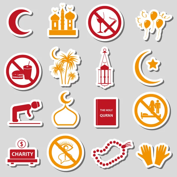 Ramadan islam holiday color stickers set eps10 — Stock Vector