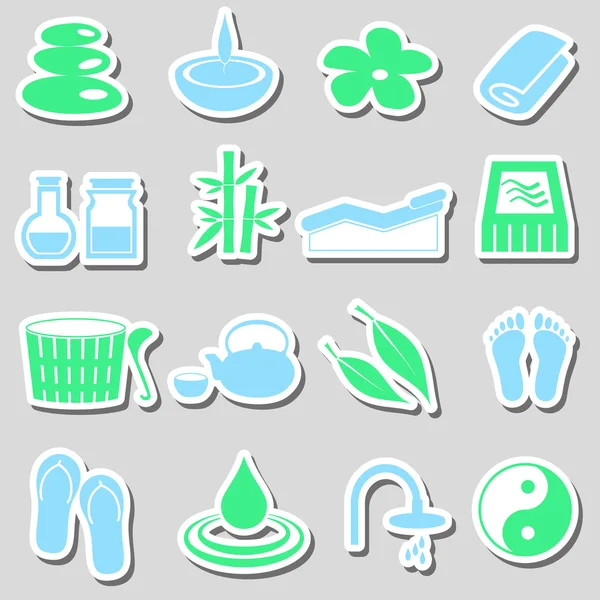 Stickers spa et détente couleur simple ensemble eps10 — Image vectorielle
