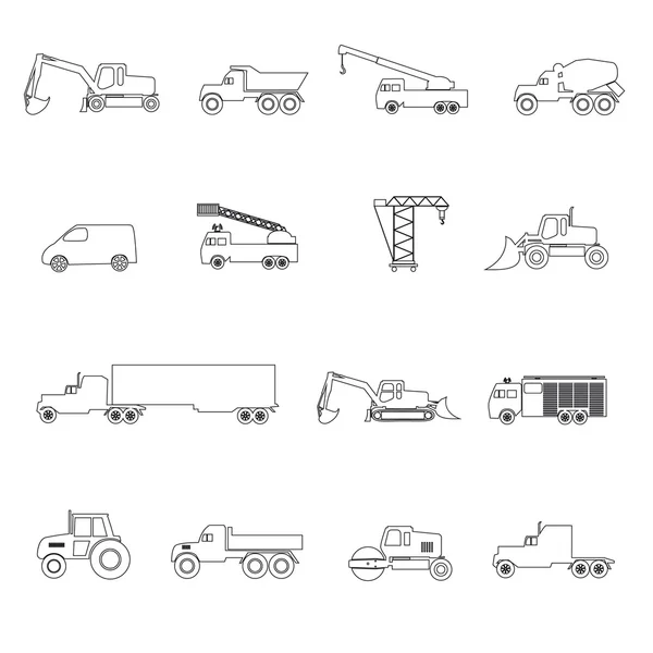 Maquinaria pesada esquema simple iconos conjunto eps10 — Archivo Imágenes Vectoriales