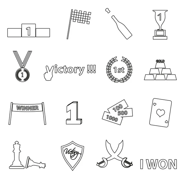 Dokonalé vítězství symboly sada ikon eps10 osnovy — Stockový vektor