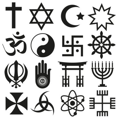 world religions symbols vector set of icons  eps10 clipart