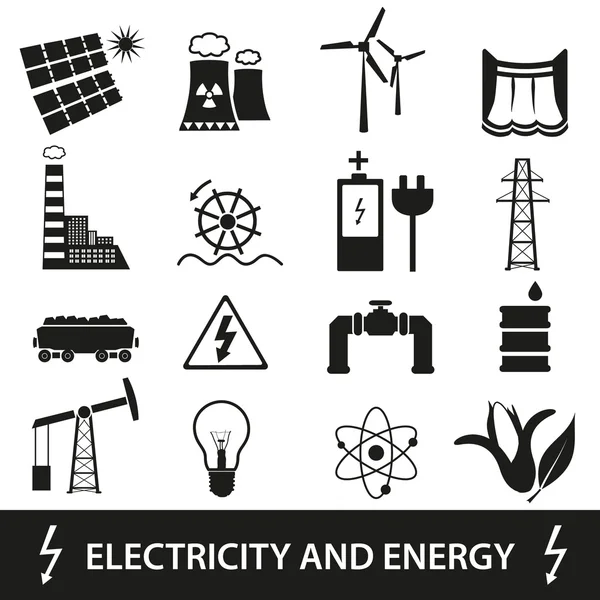 Electricidad y enegrar iconos y símbolos eps10 — Archivo Imágenes Vectoriales