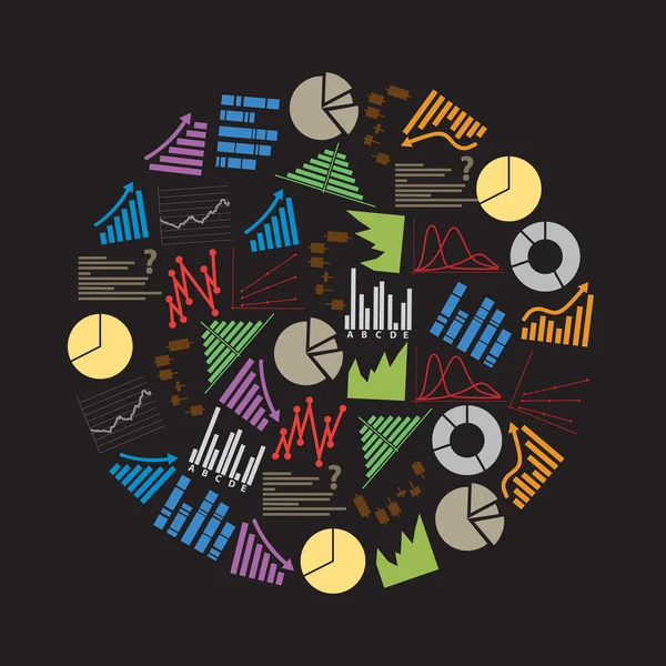 Olika färg diagram ikoner i cirkel eps10 — Stock vektor
