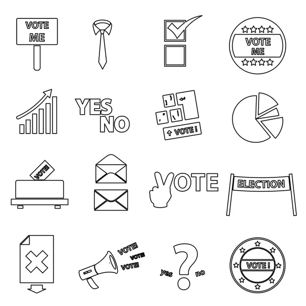 Election black simple outline icons set eps10 — Stock Vector