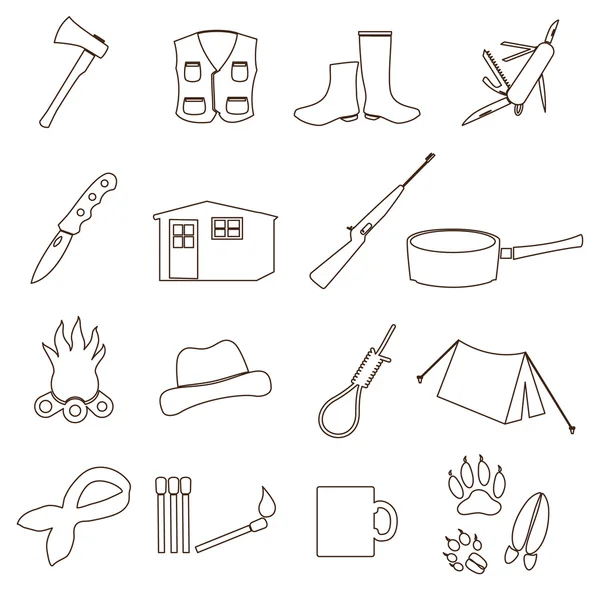 Backwoodsman negro esquema simple icono conjunto eps10 — Vector de stock