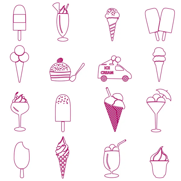 Ice cream simple outline icons set eps10 — Stock Vector