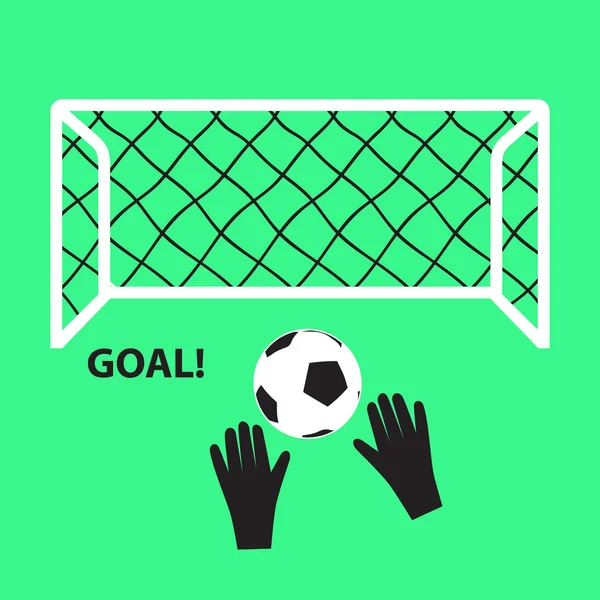 Fútbol y fútbol gol con pelota y manos eps10 — Vector de stock