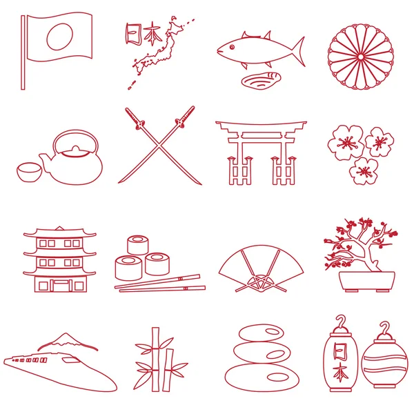 Enkla japan tema disposition ikoner anger eps10 — Stock vektor