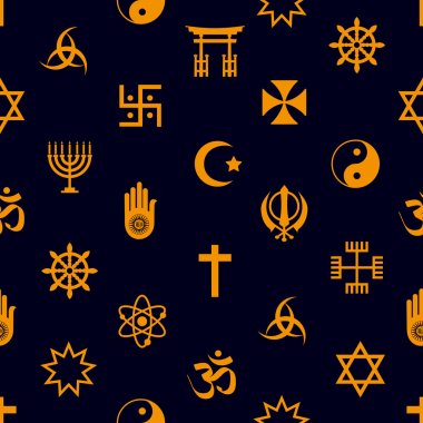 world religions symbols vector icons seamless pattern eps10 clipart