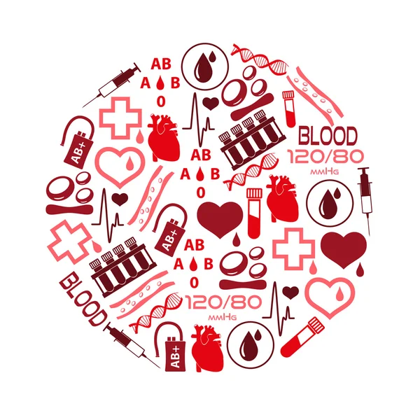 Proste czerwone krwi wektorowe ikony w eps10 koło — Wektor stockowy