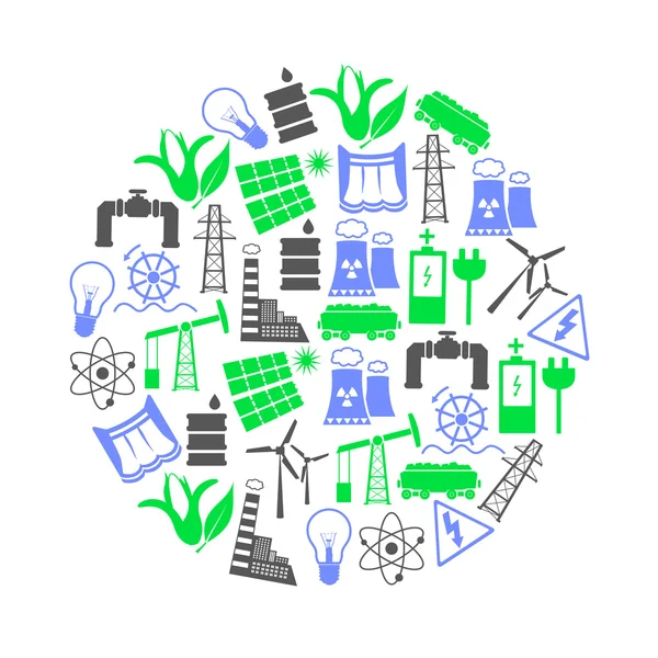 Elektriciteit en energie pictogrammen en symbool in cirkel eps10 — Stockvector
