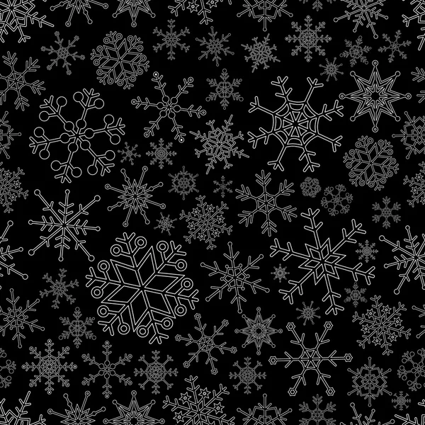 Various types of outline white snowflakes seamless pattern eps10 — Stock Vector