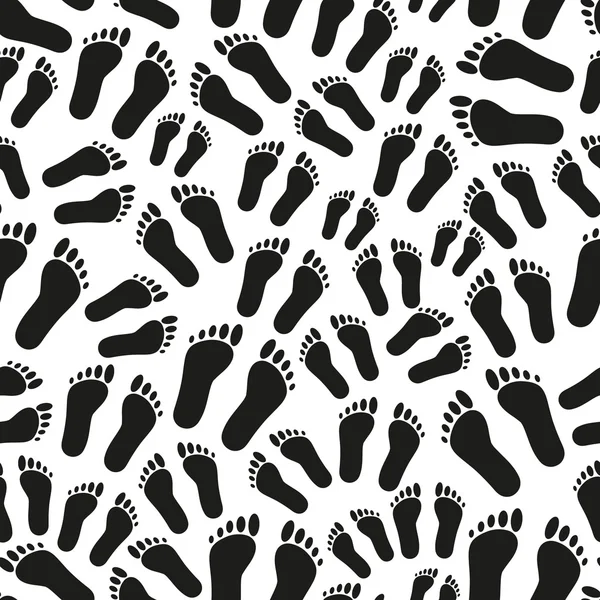 Huellas humanas patrón inconsútil en blanco y negro eps10 — Vector de stock