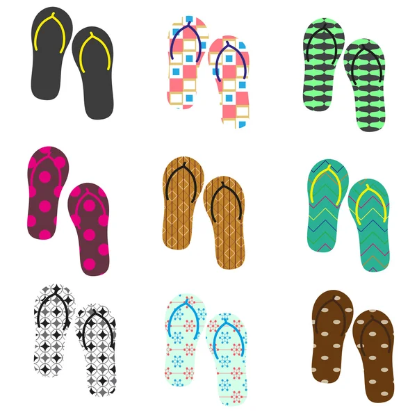 Variasi warna-warni flip flops sepatu musim panas eps10 - Stok Vektor