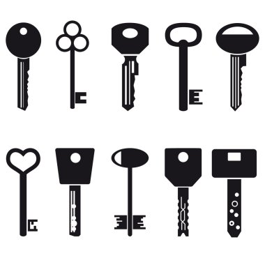 various black keys symbols for open a lock eps10 clipart