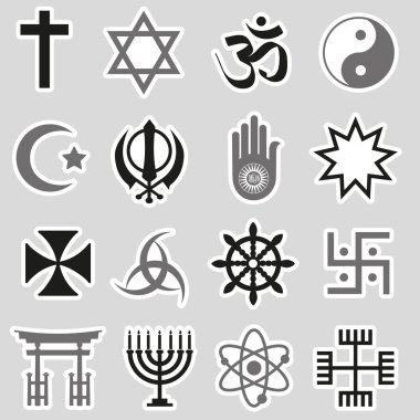 world religions symbols vector set of stickers eps10 clipart